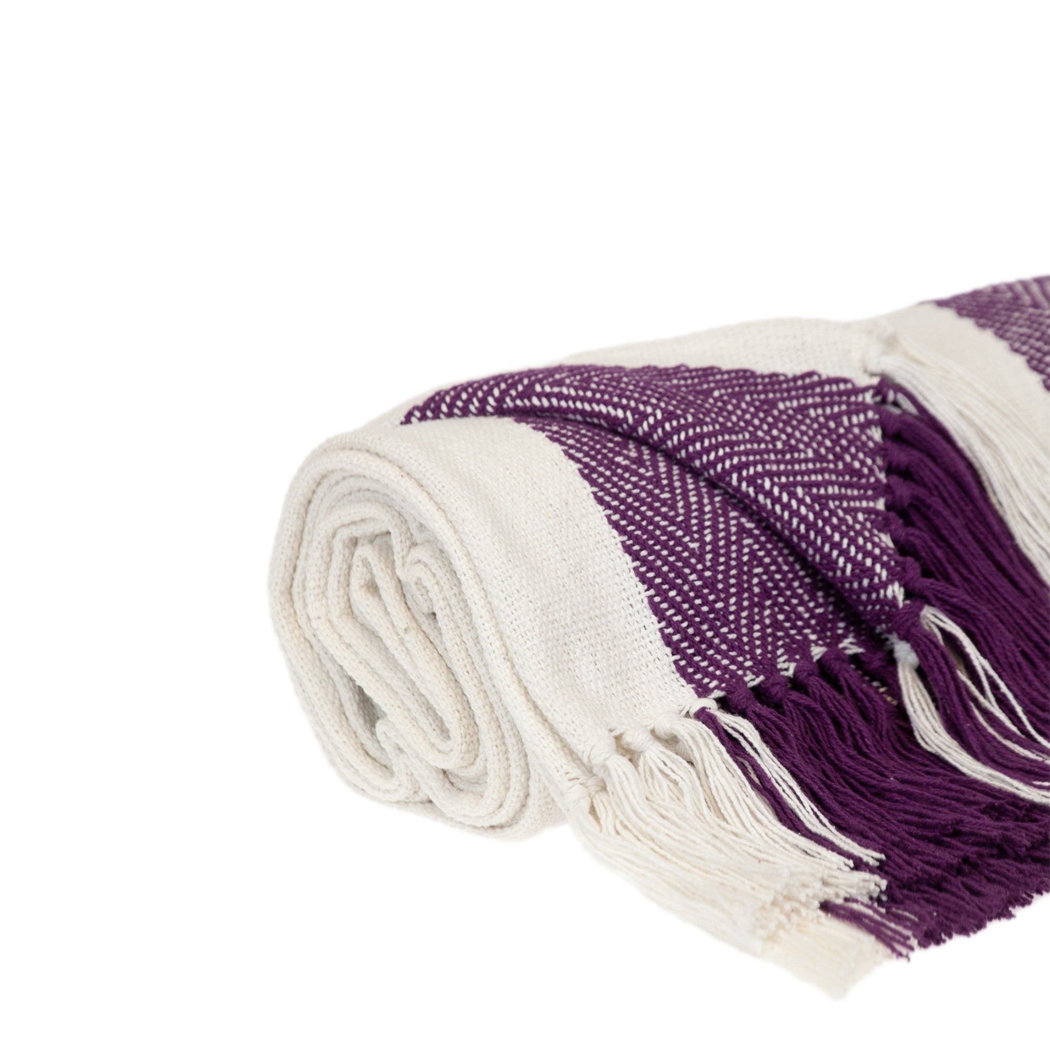 Indira Woven Cotton Throw – Purple Stripe