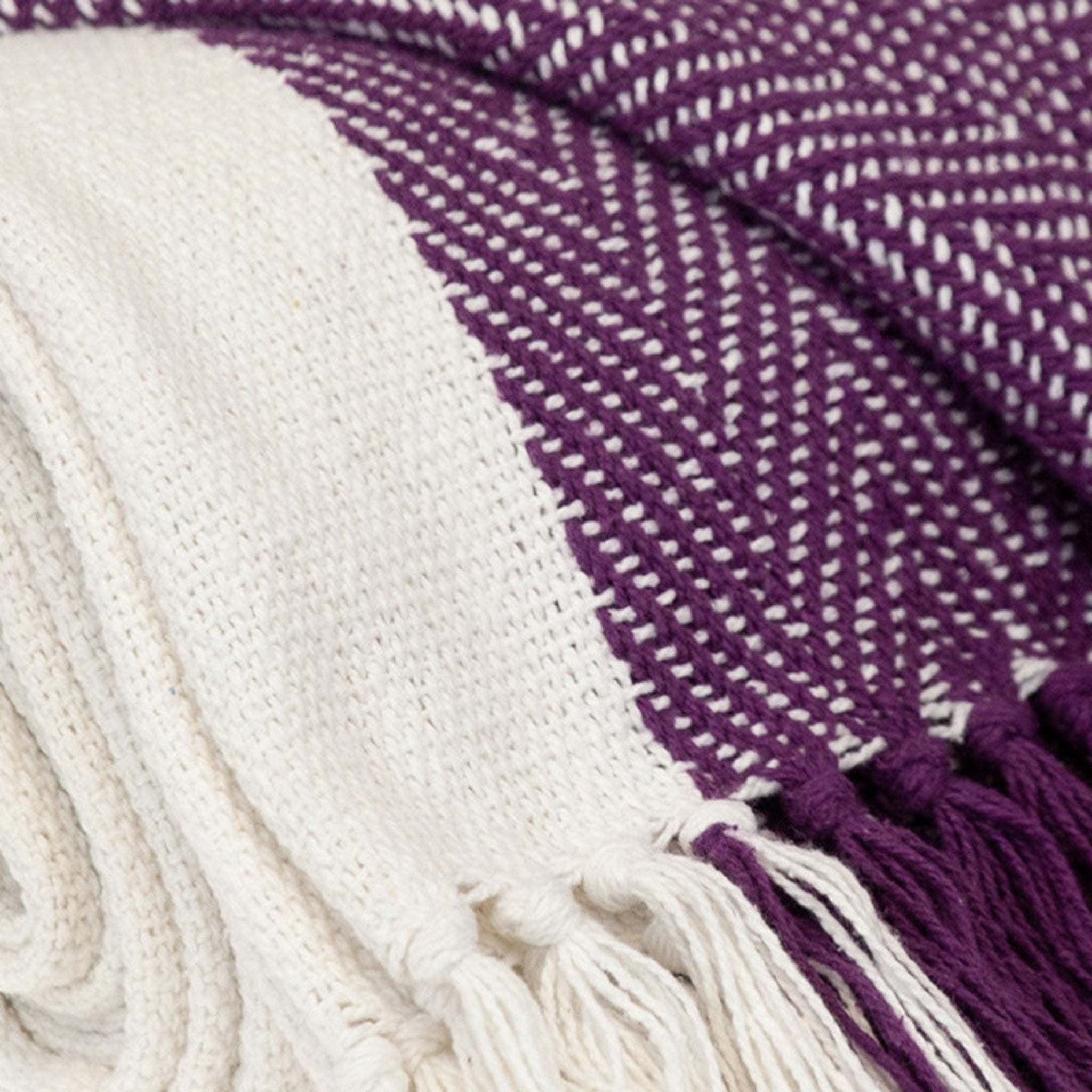 Indira Woven Cotton Throw – Purple Stripe