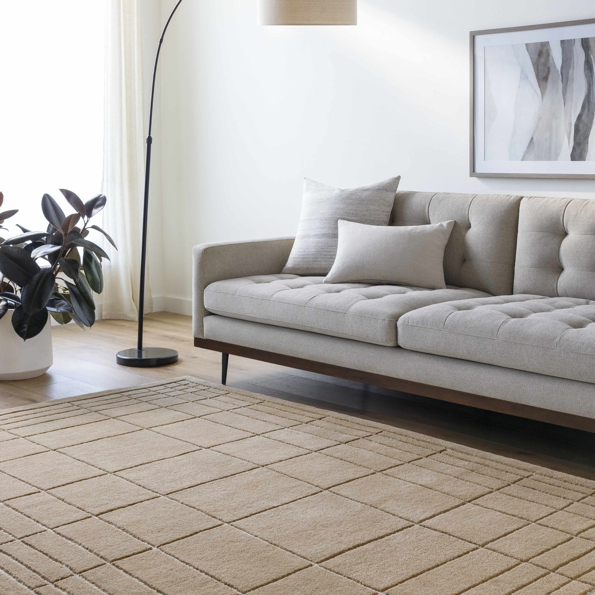 The Alder Rug – Hand-Tufted Wool in a Warm Earth Grid