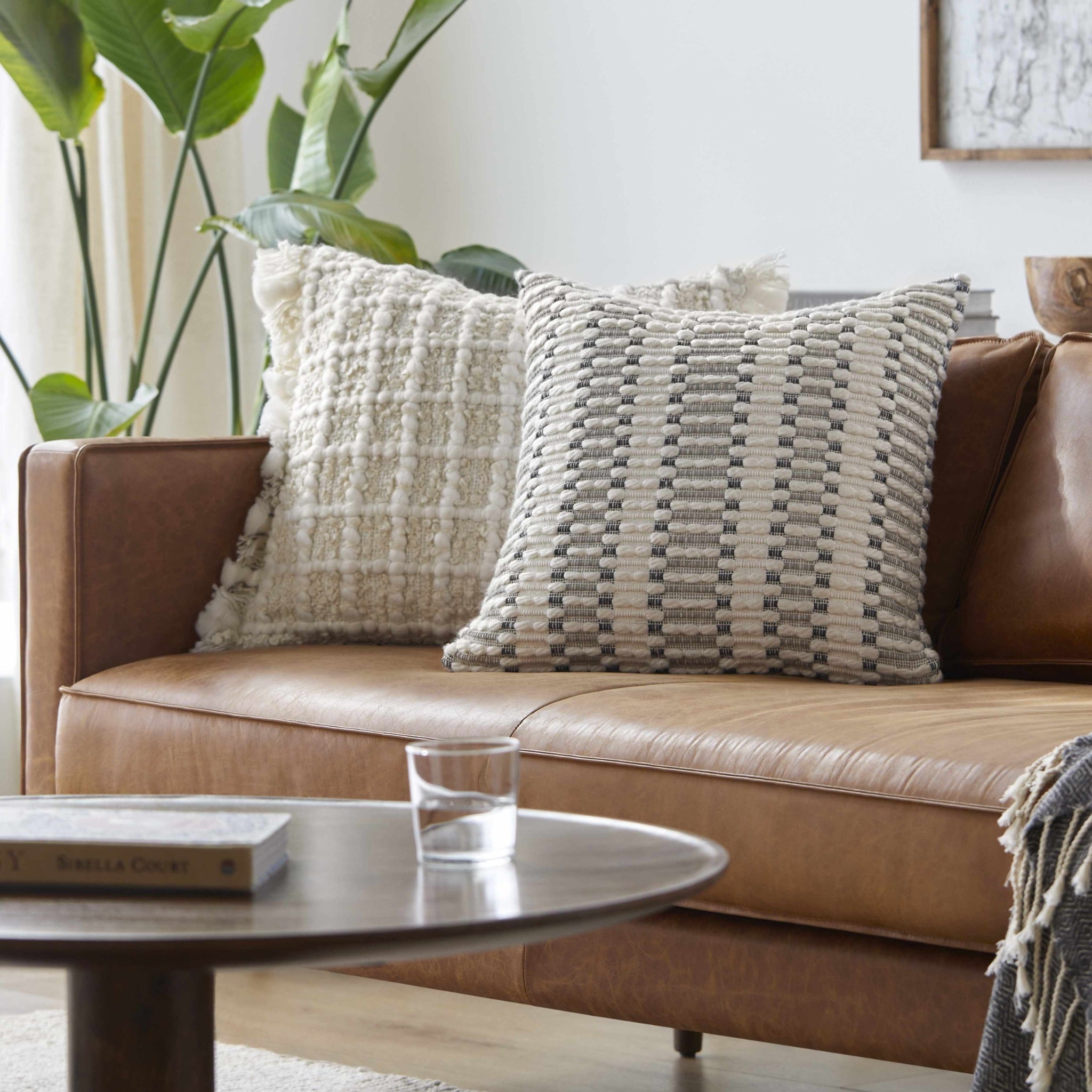 Nira Textured Stripe Pillow – Light Silver