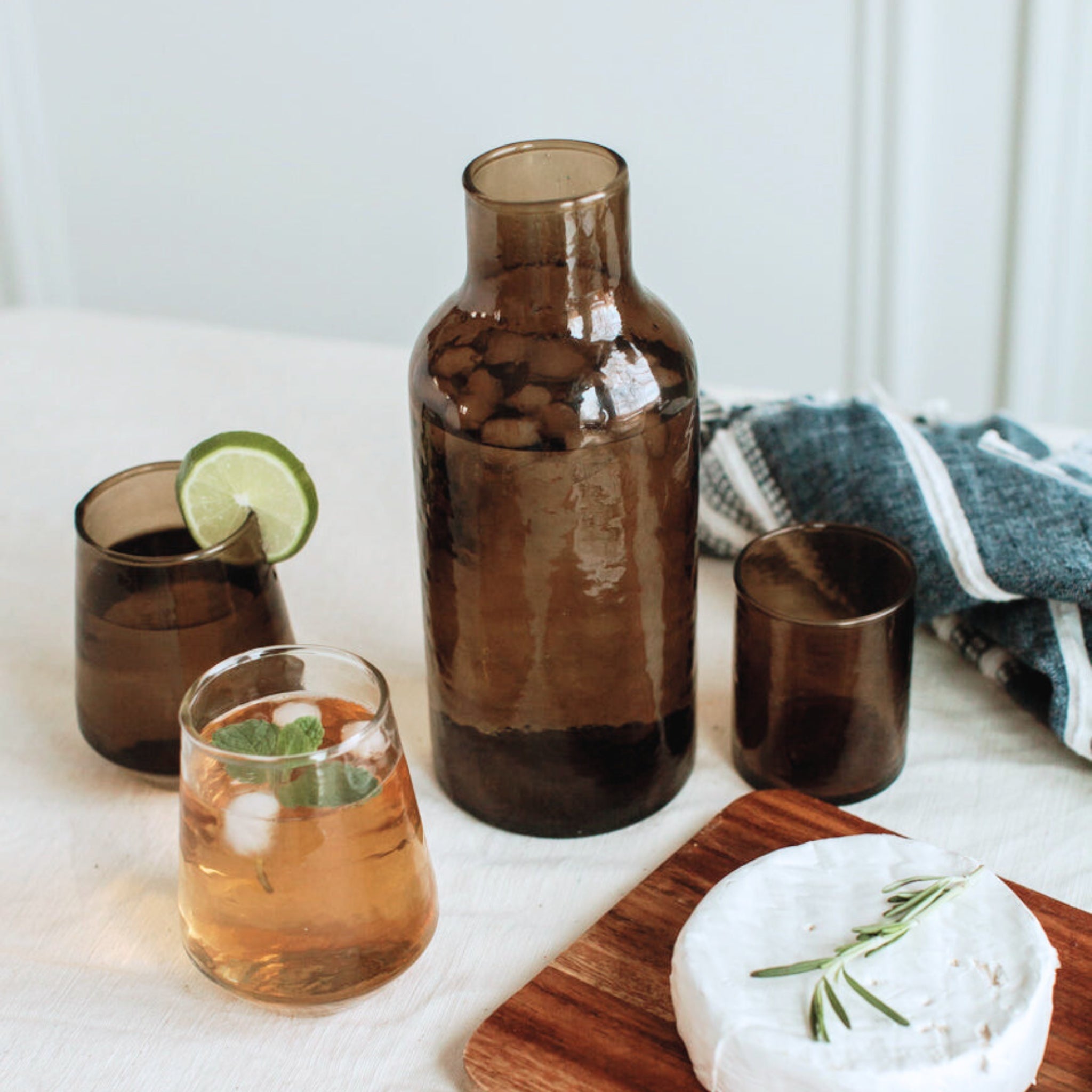 Hammered Glass Carafe with Tumbler – Handblown