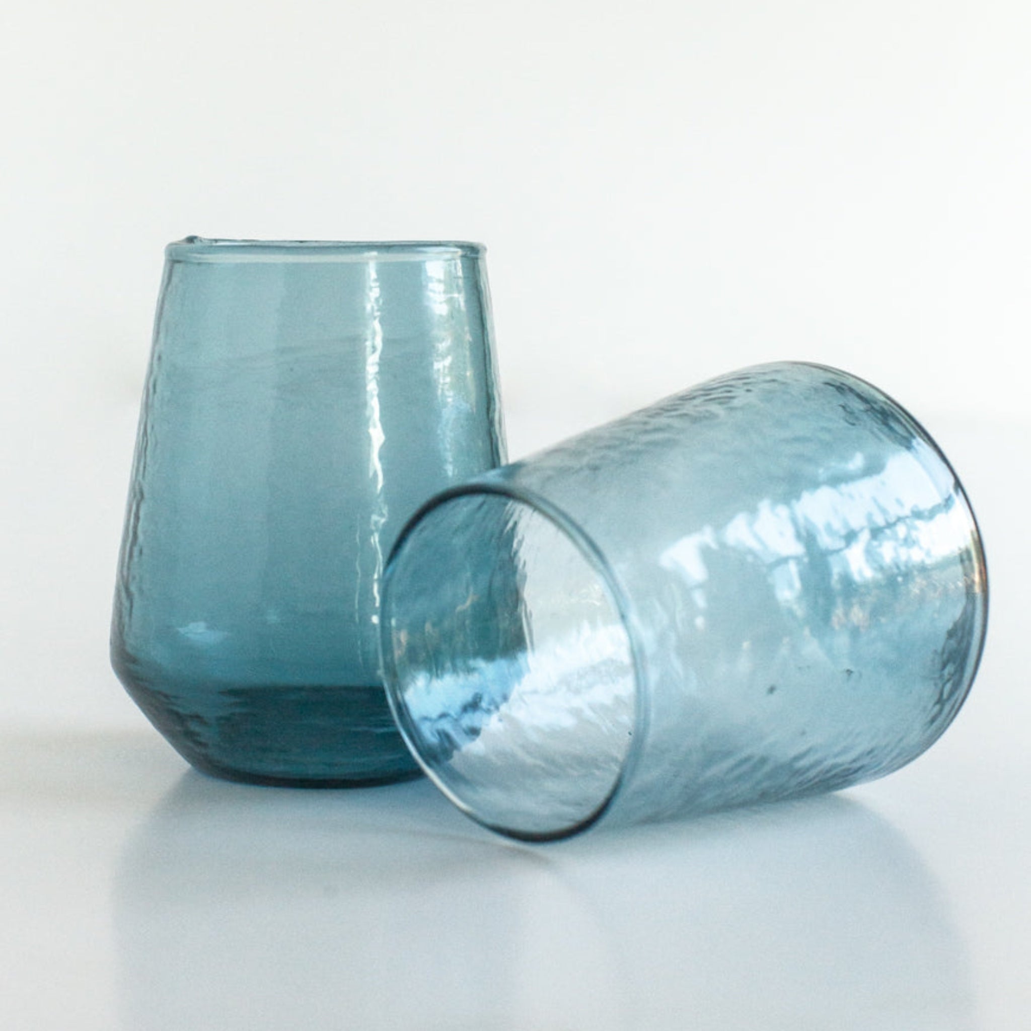 Hammered Glass Stemless Tumblers – Set of 2