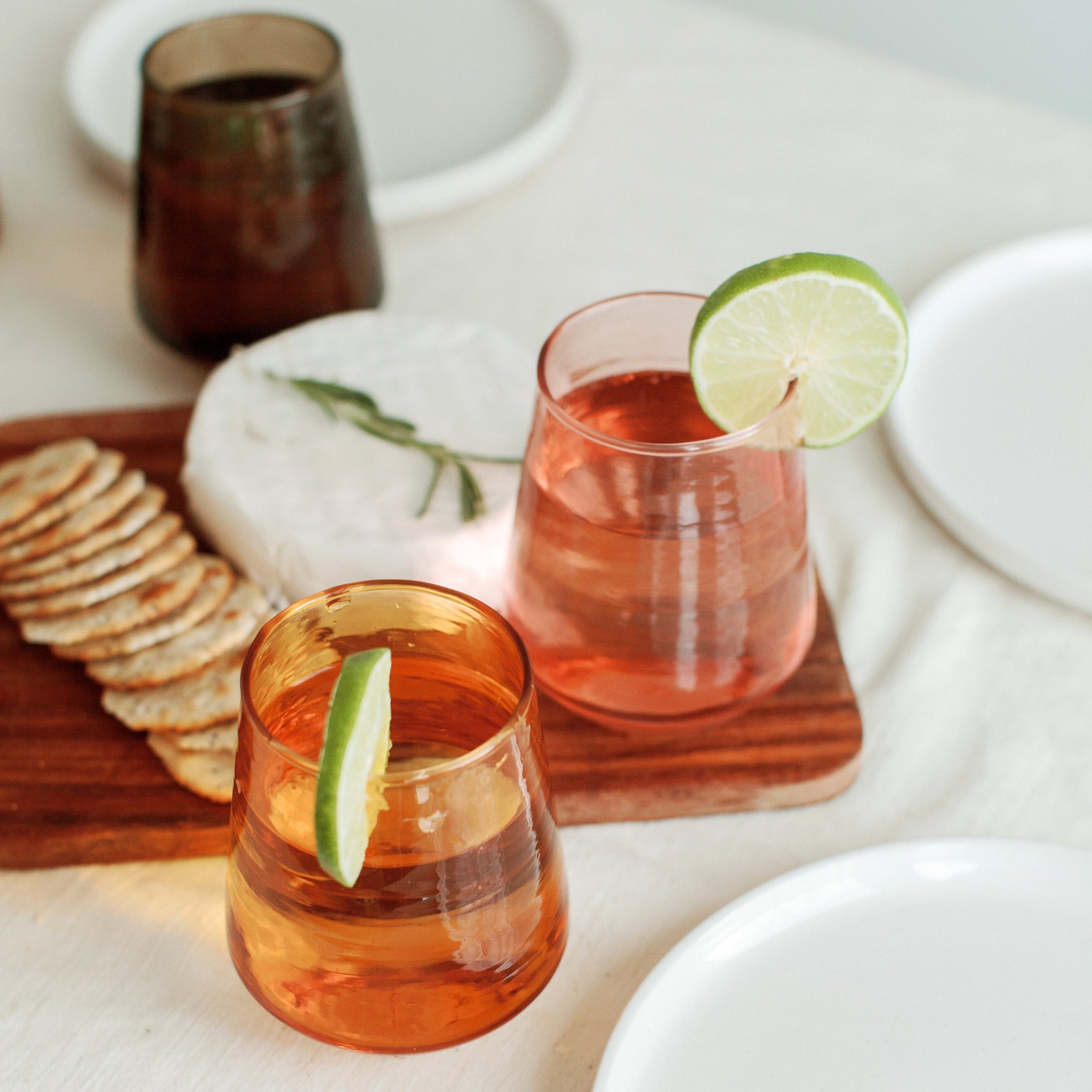 Hammered Glass Stemless Tumblers – Set of 2