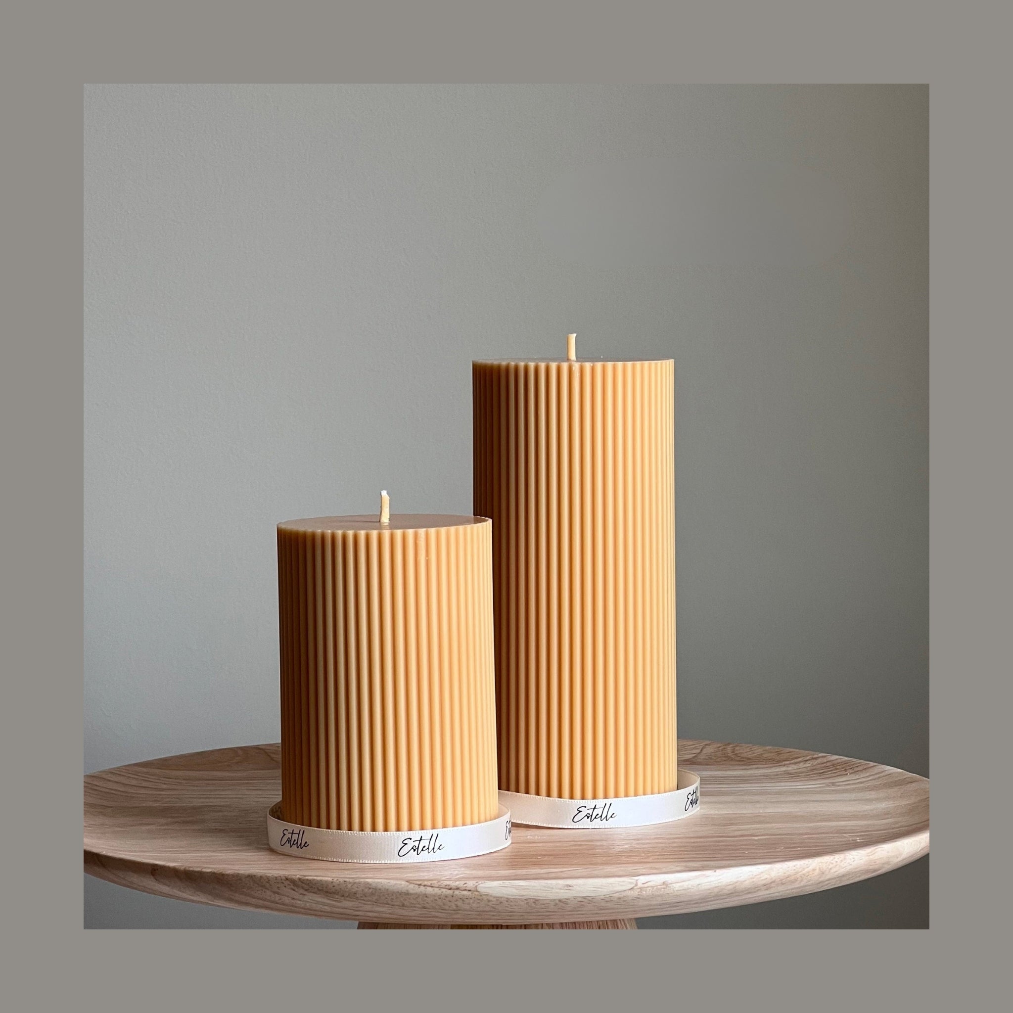 Ribbed Pillar Candle – Sculpted Soy Wax