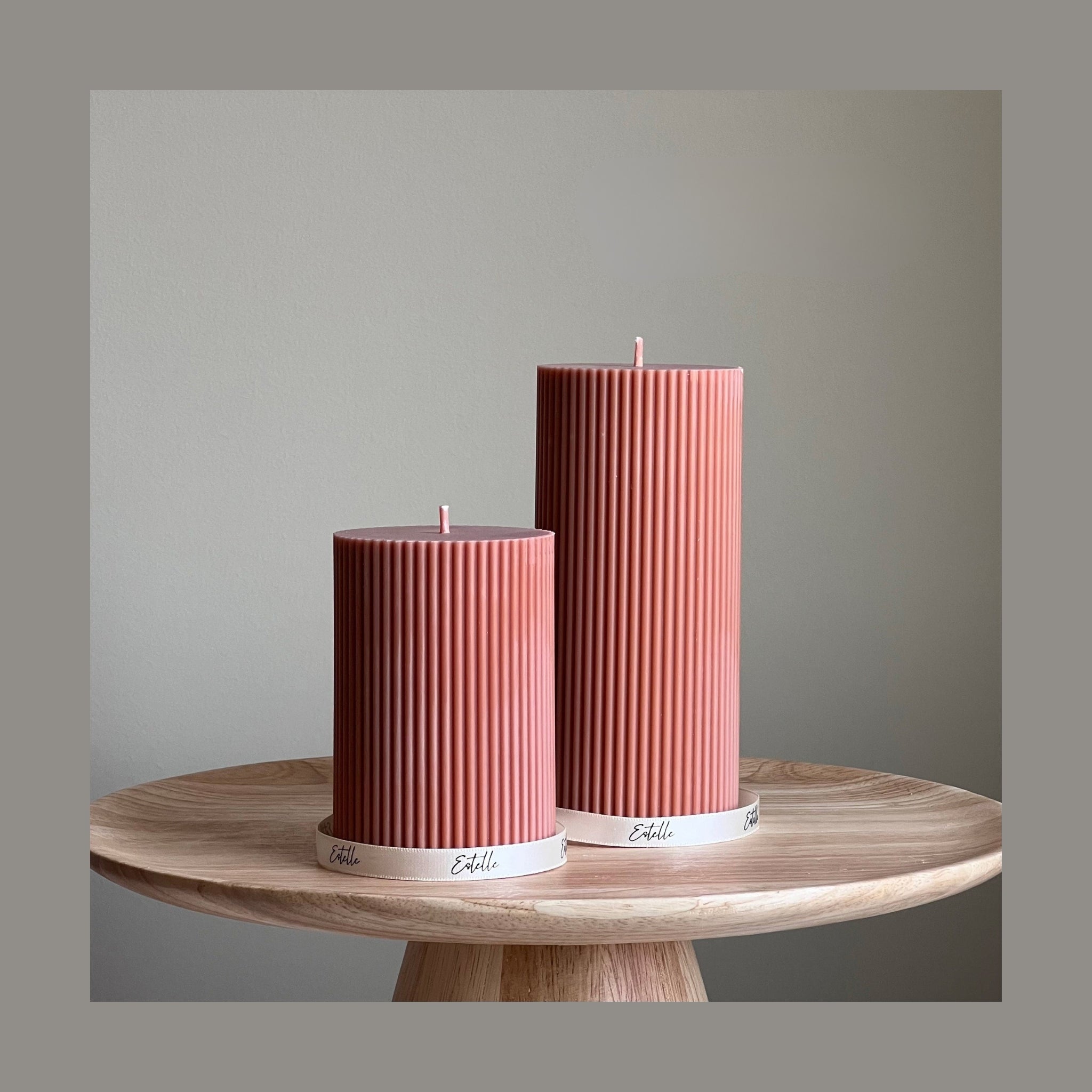 Ribbed Pillar Candle – Sculpted Soy Wax