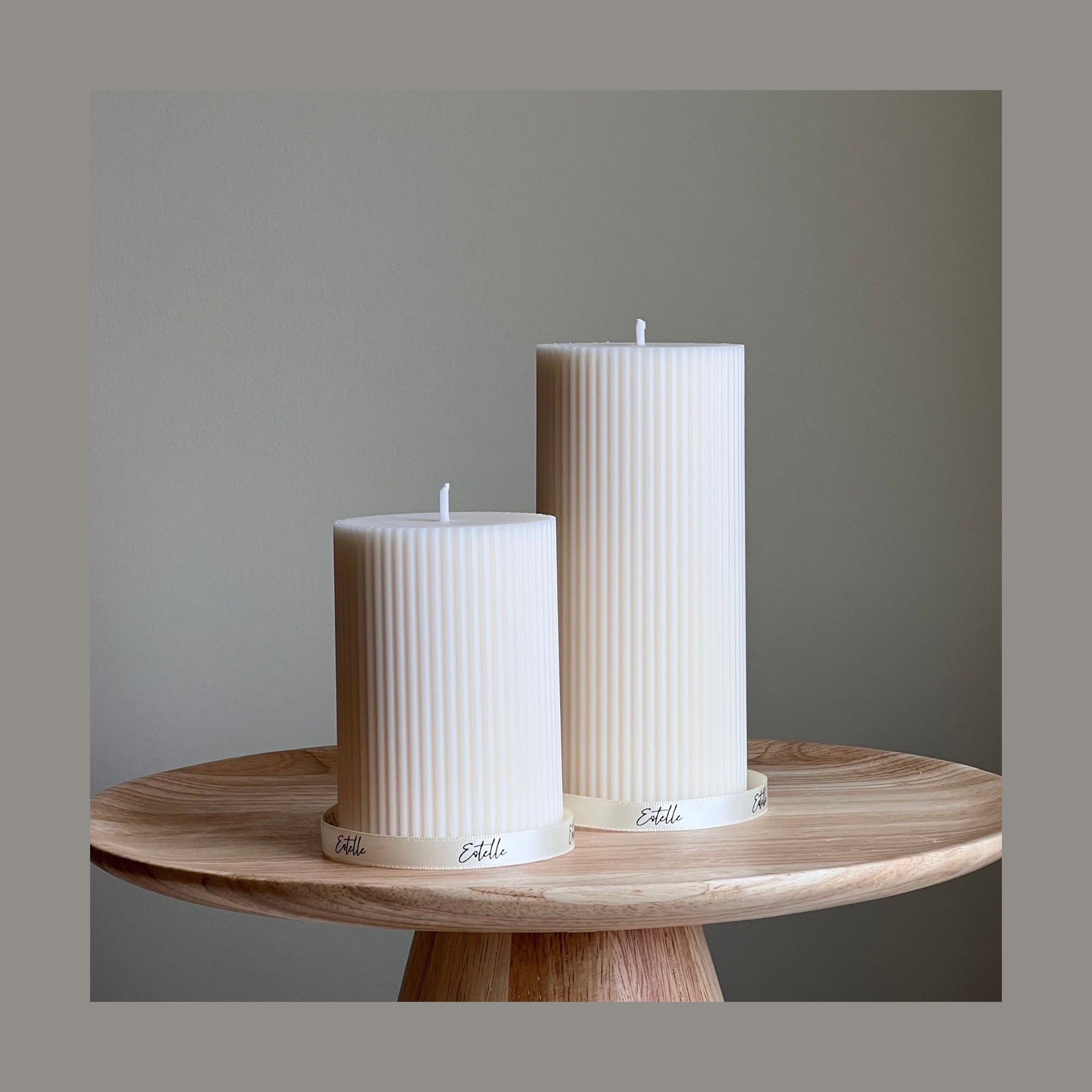 Ribbed Pillar Candle – Sculpted Soy Wax
