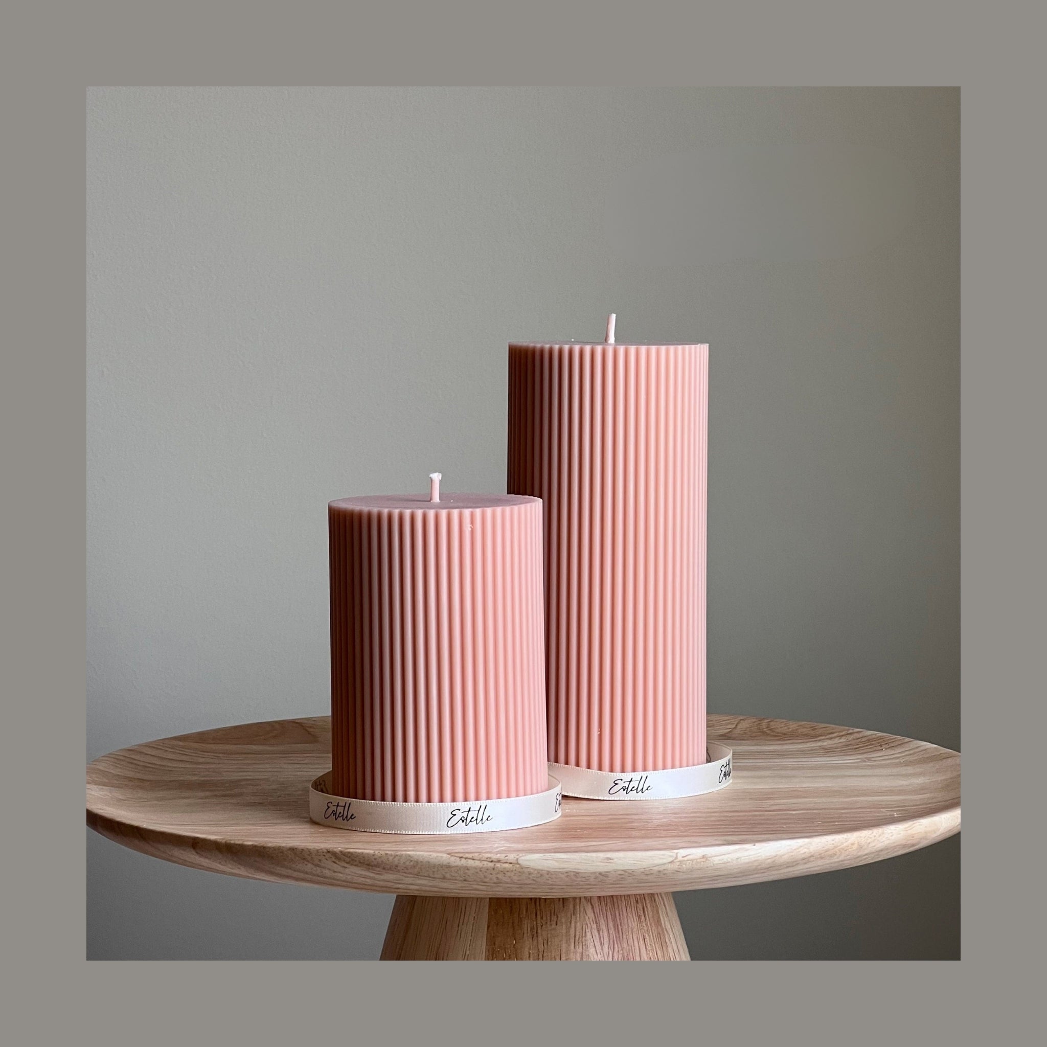 Ribbed Pillar Candle – Sculpted Soy Wax