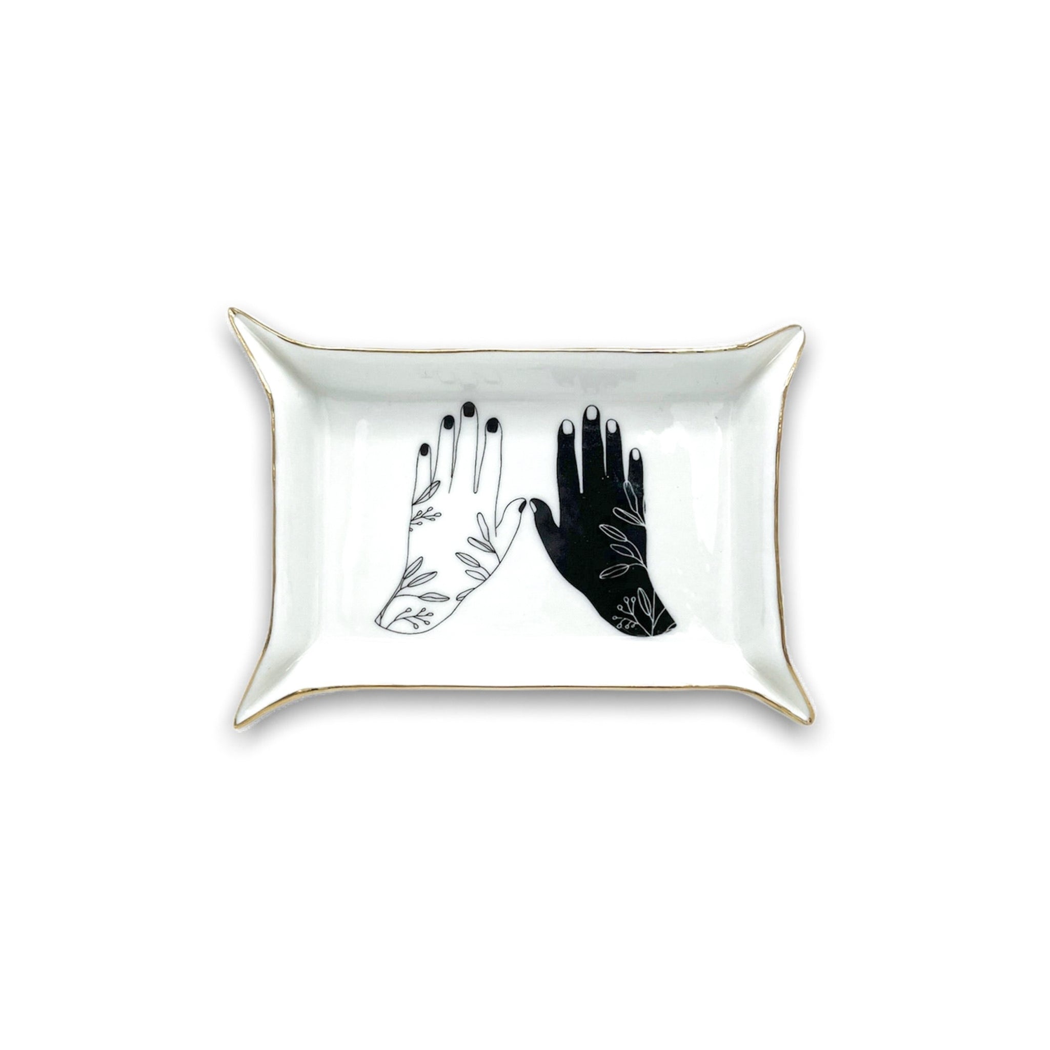 Ceramic Pinch Dish with Gold Accent