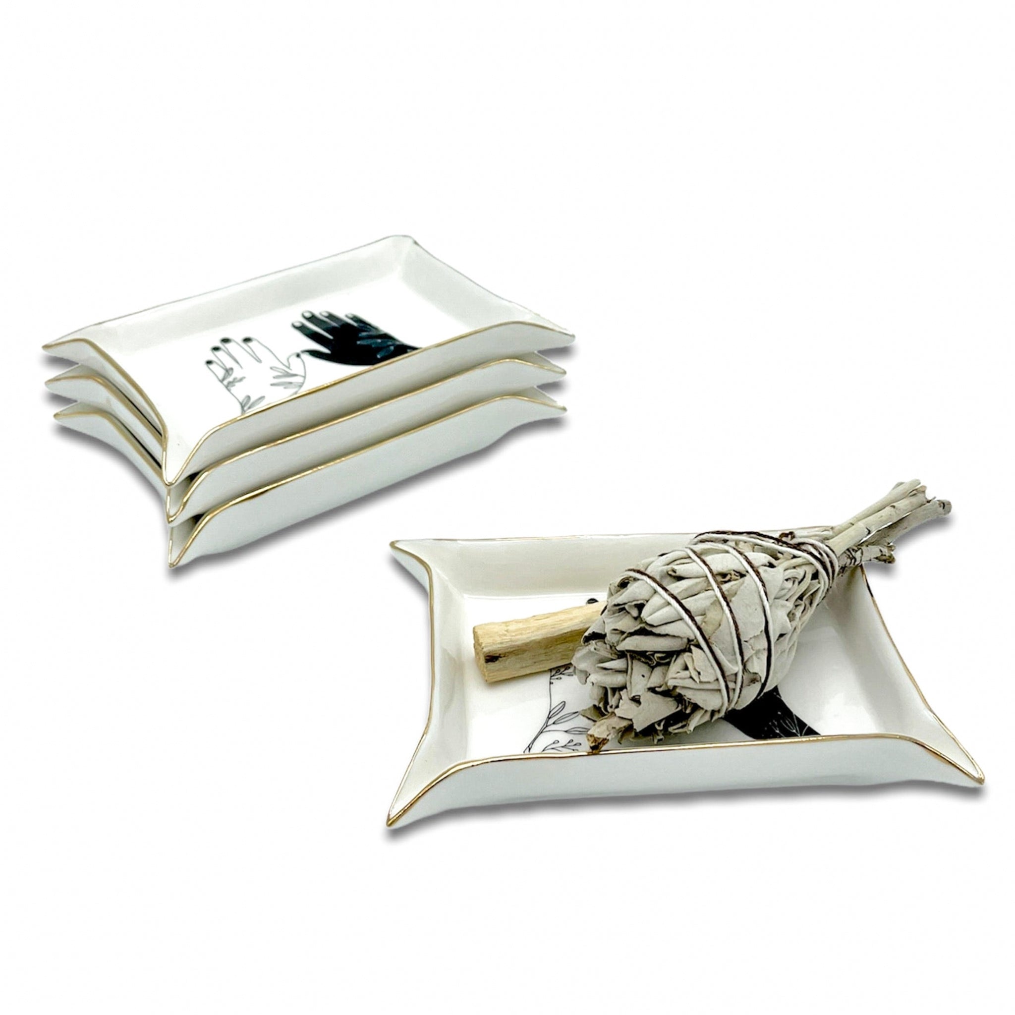 Ceramic Pinch Dish with Gold Accent
