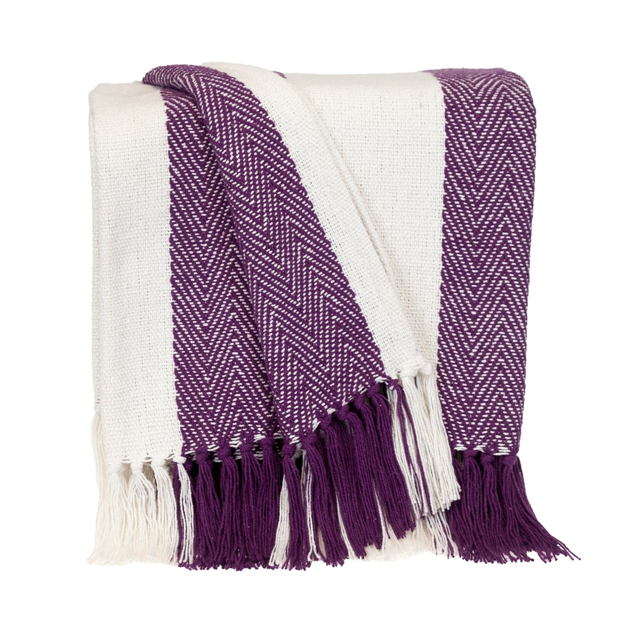 Indira Woven Cotton Throw – Purple Stripe