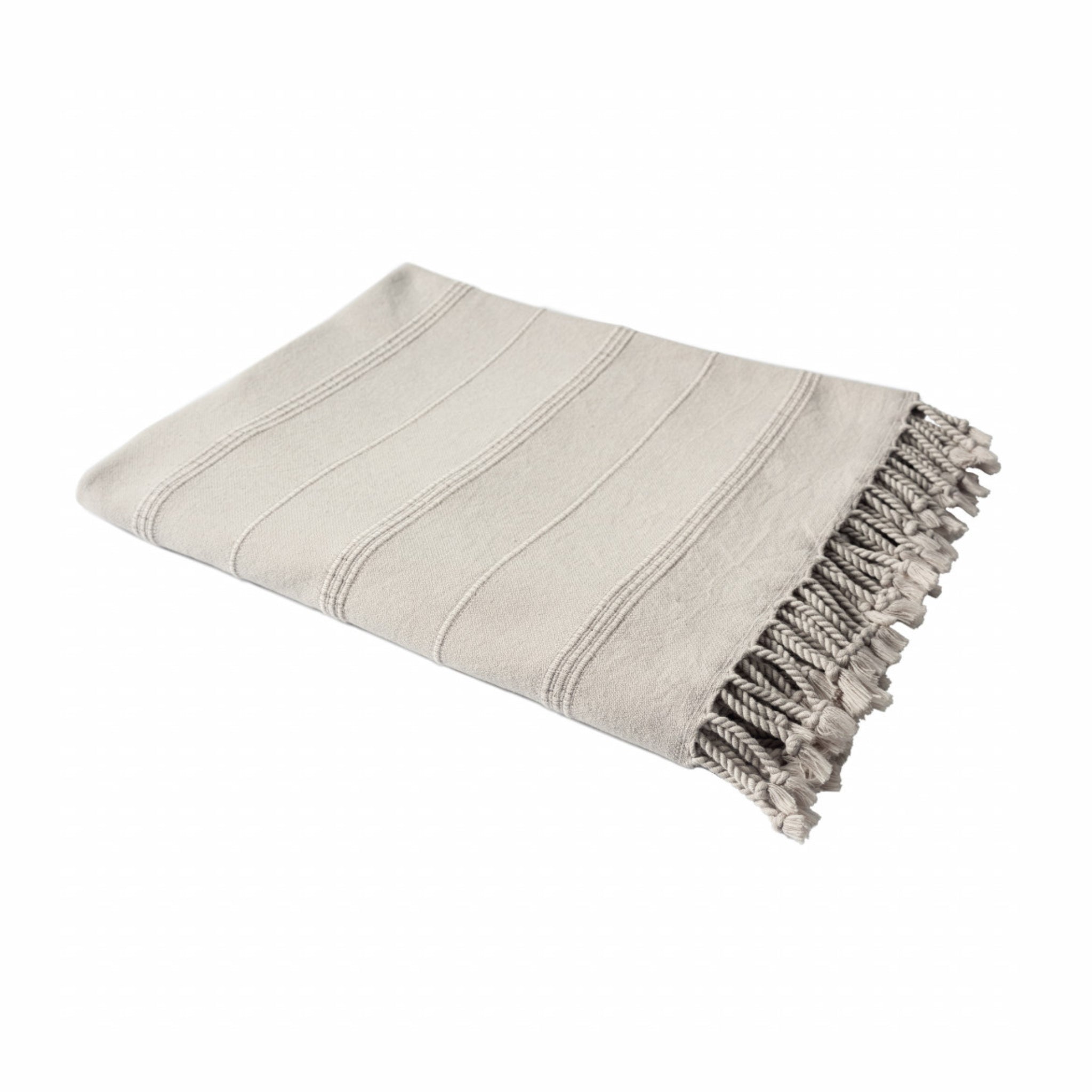 The Karia Throw – Beige Striped Cotton
