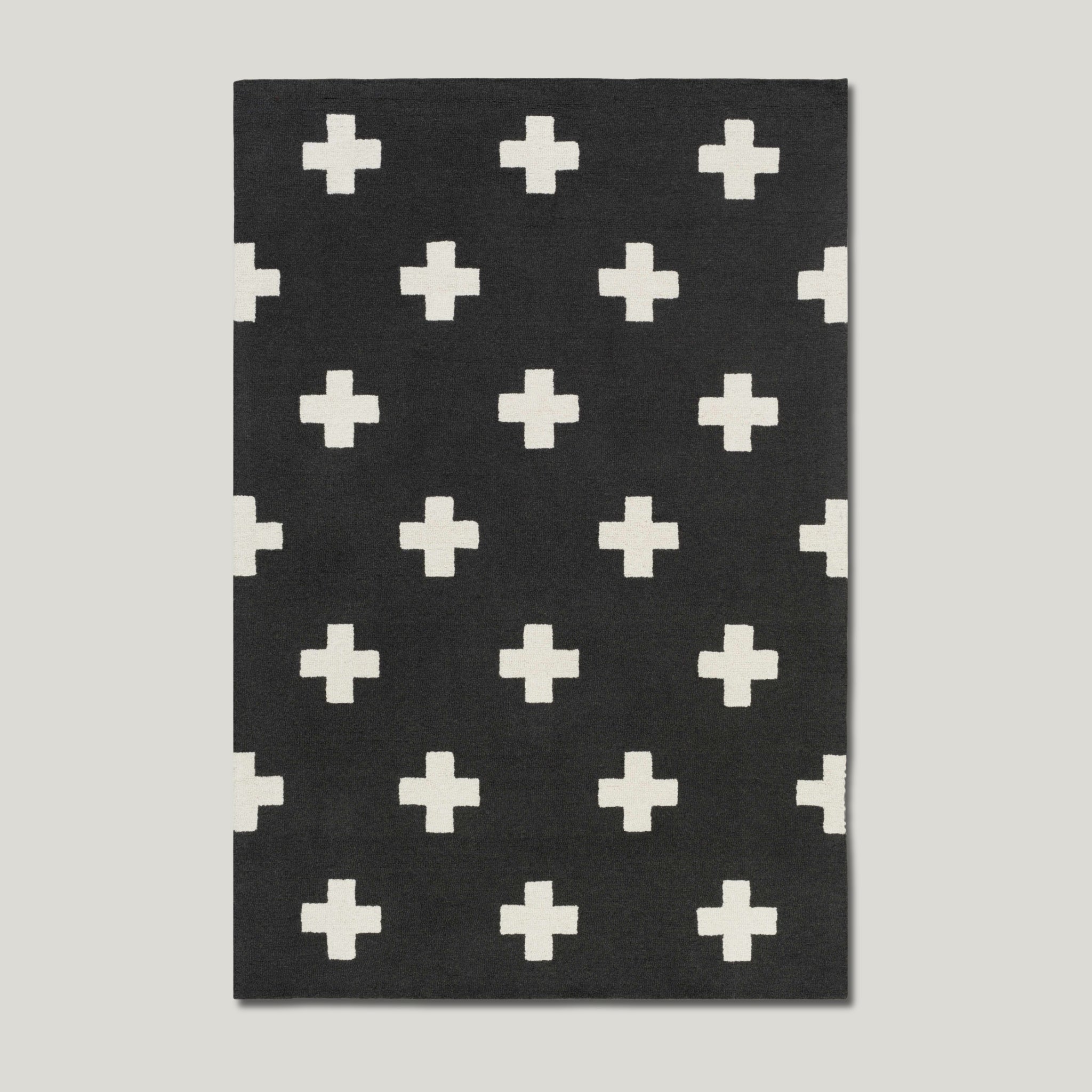 The Camden Rug — Wool in Black & Ivory