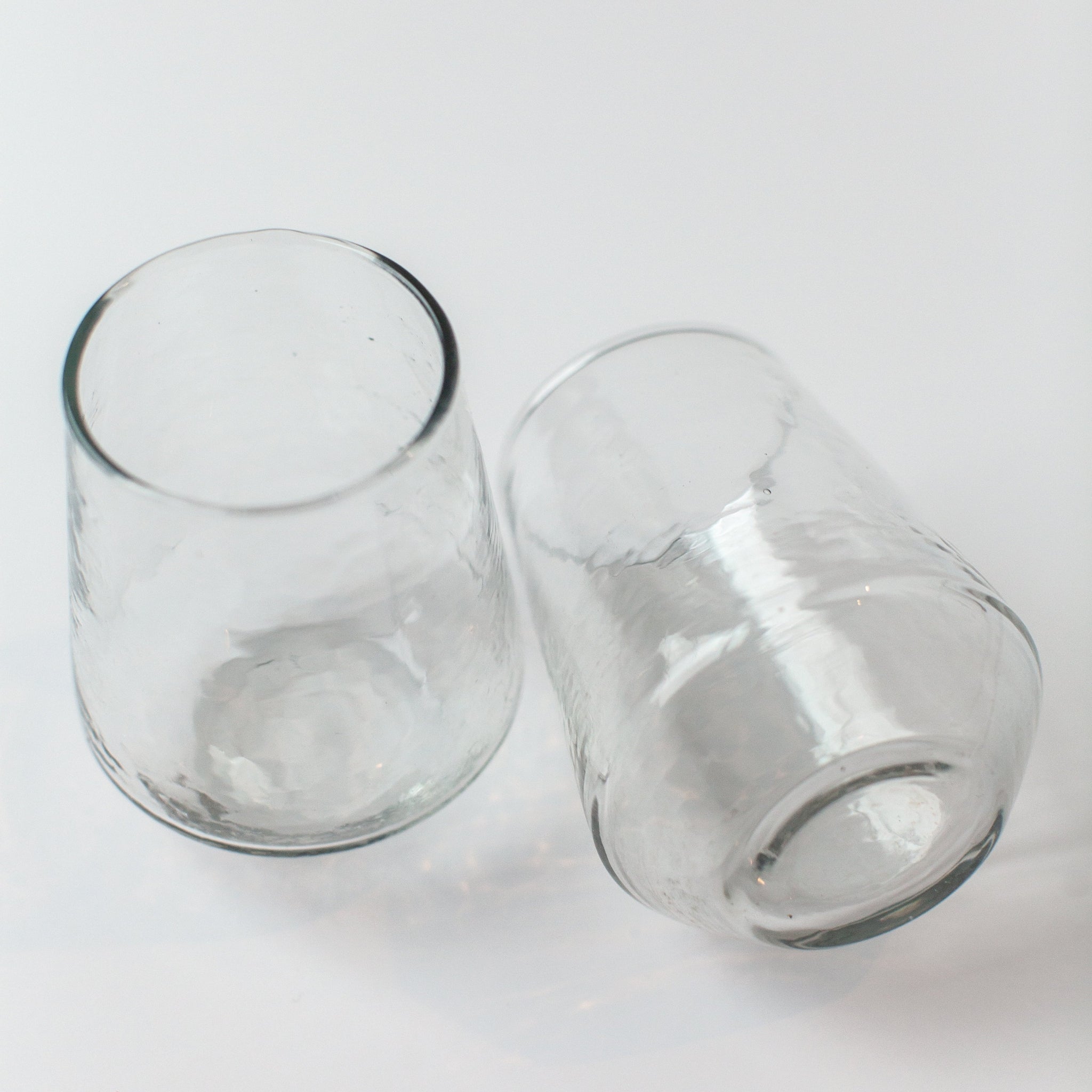 Hammered Glass Stemless Tumblers – Set of 2