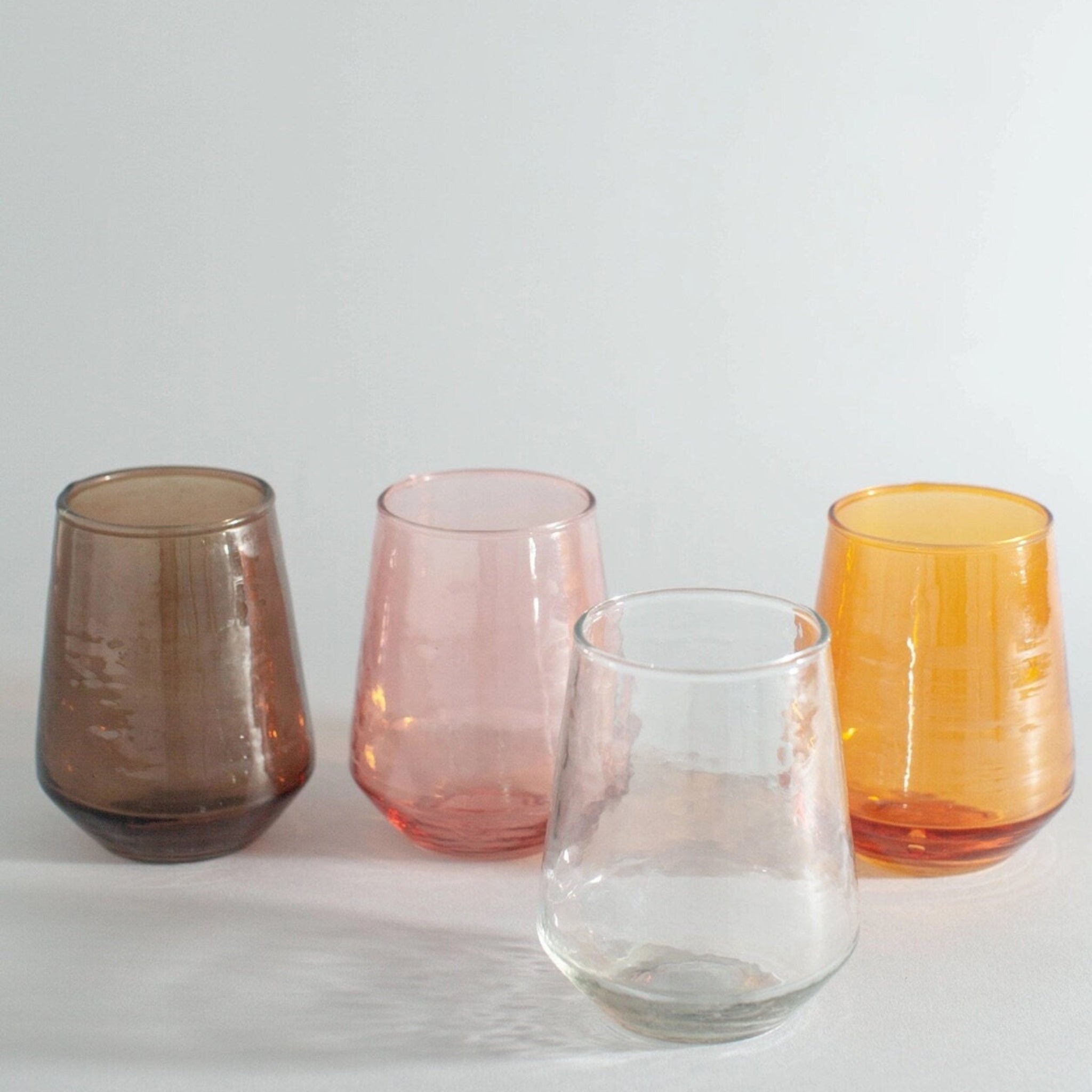 Hammered Glass Stemless Tumblers – Set of 2