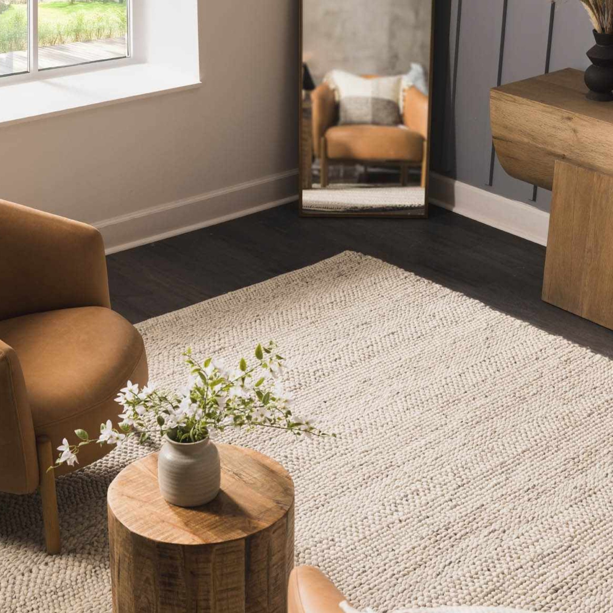 The Haven Rug — Handwoven Wool in Sculptural Cream Texture