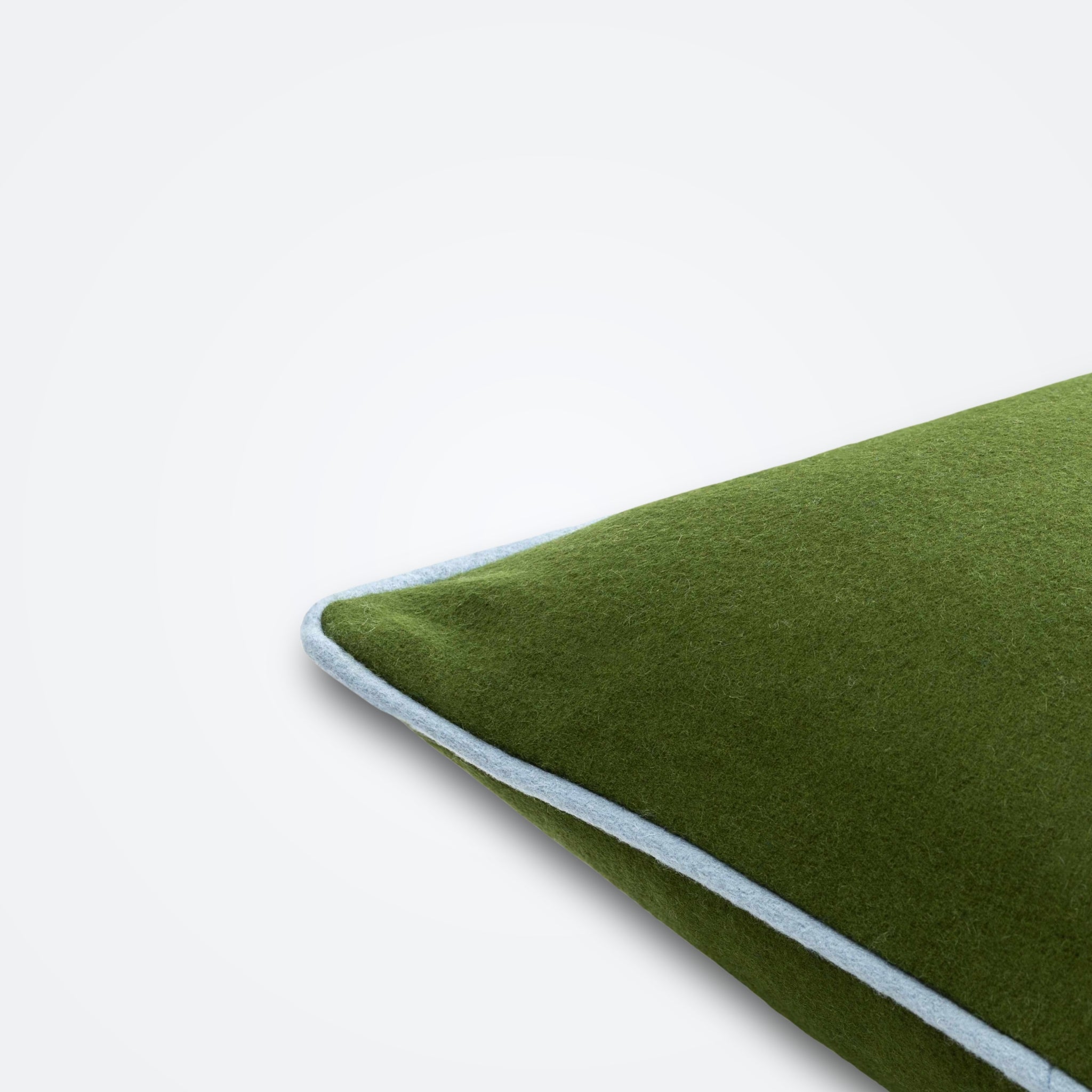 Woolen Throw Pillow – Olive with Denim Trim