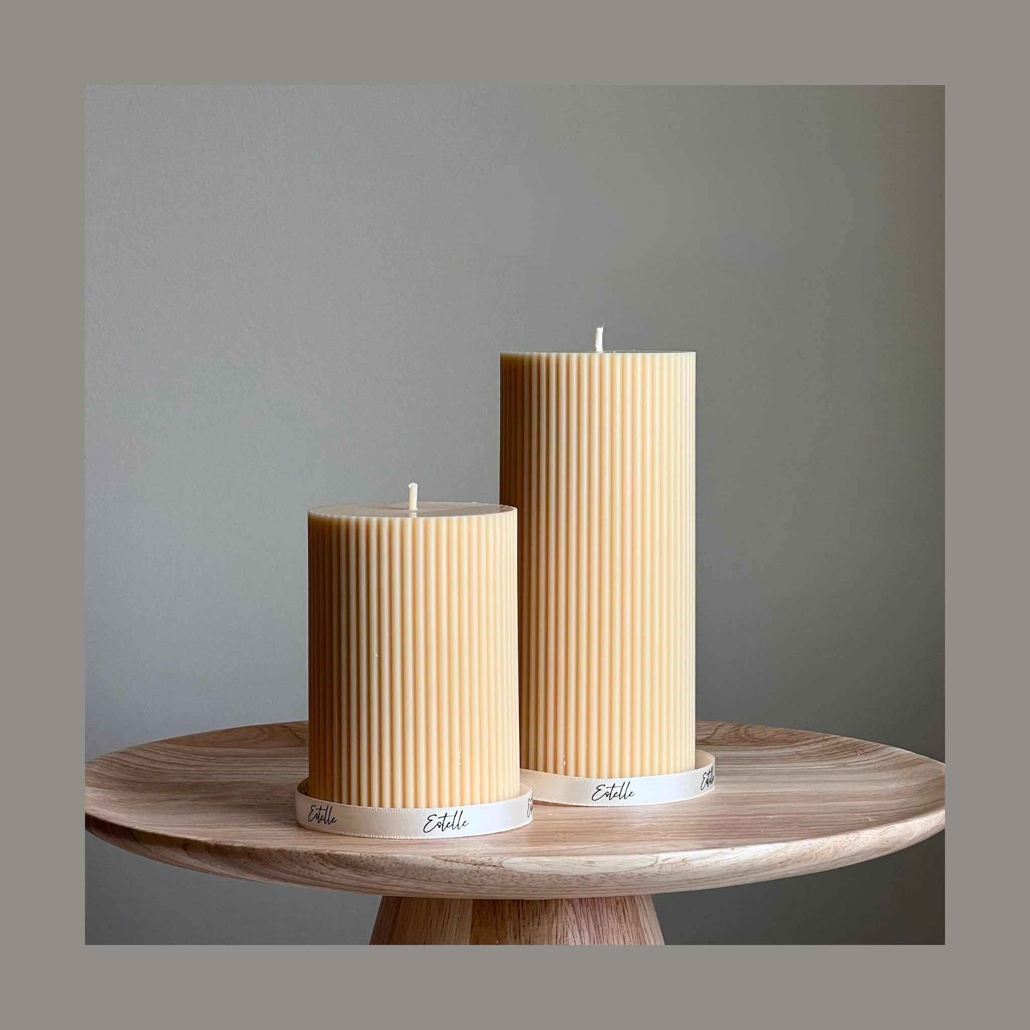 Ribbed Pillar Candle – Sculpted Soy Wax