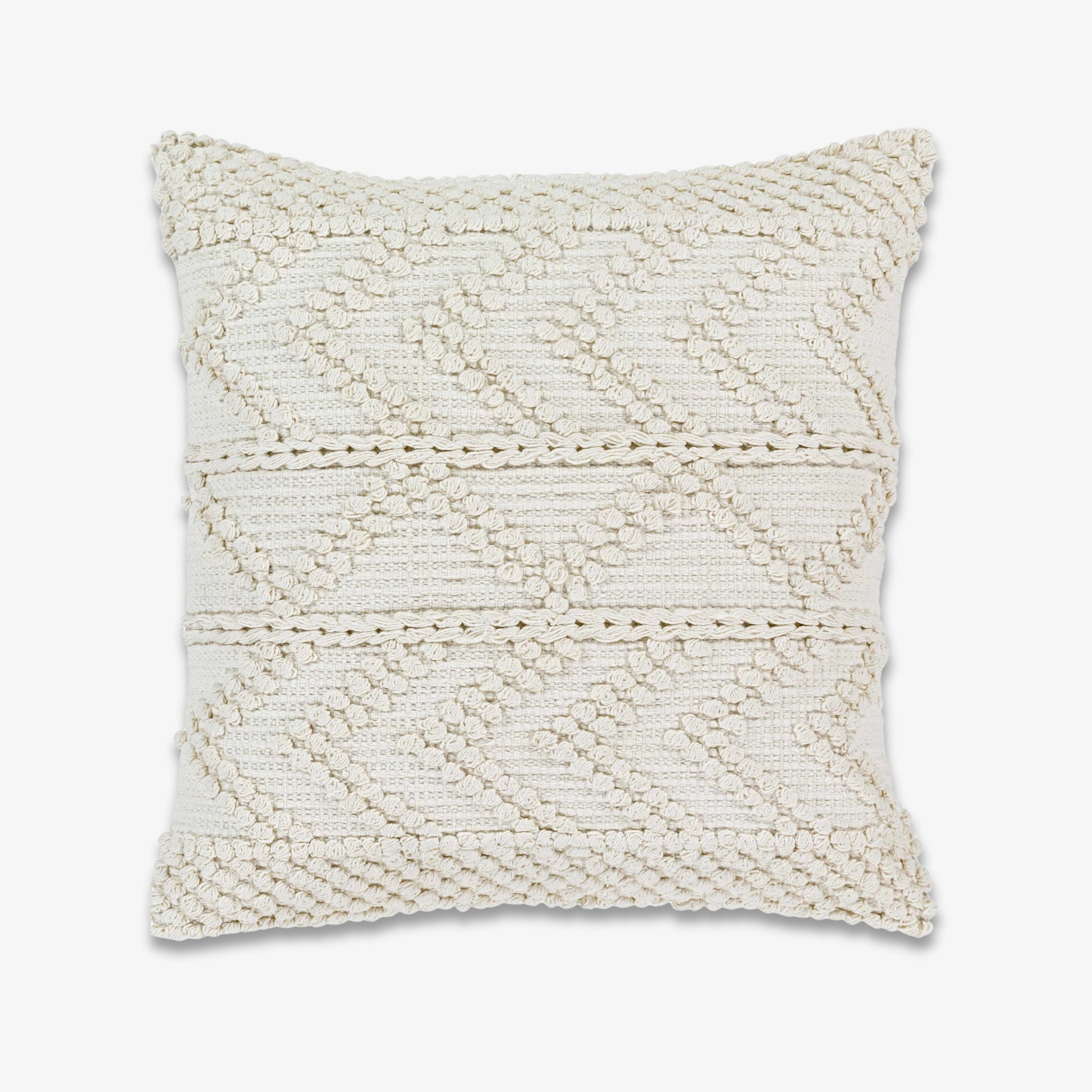 Sena Textured Cotton Pillow – White