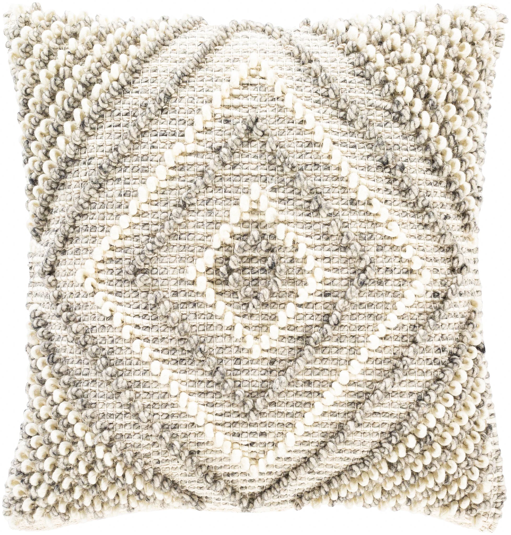 Woven Diamond Pillow – Handwoven Wool & Cotton